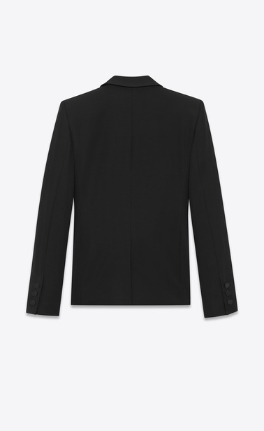 Peaked lapel collar tuxedo jacket in grain de poudre Saint Laurent